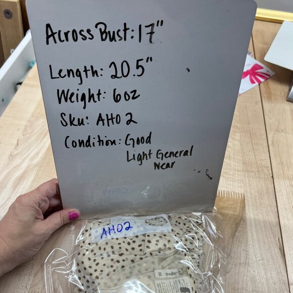 Japna Polka Dot Faux Wrap Blouse Smocked Waist Cream Beige Size Medium - Picture 8 of 8